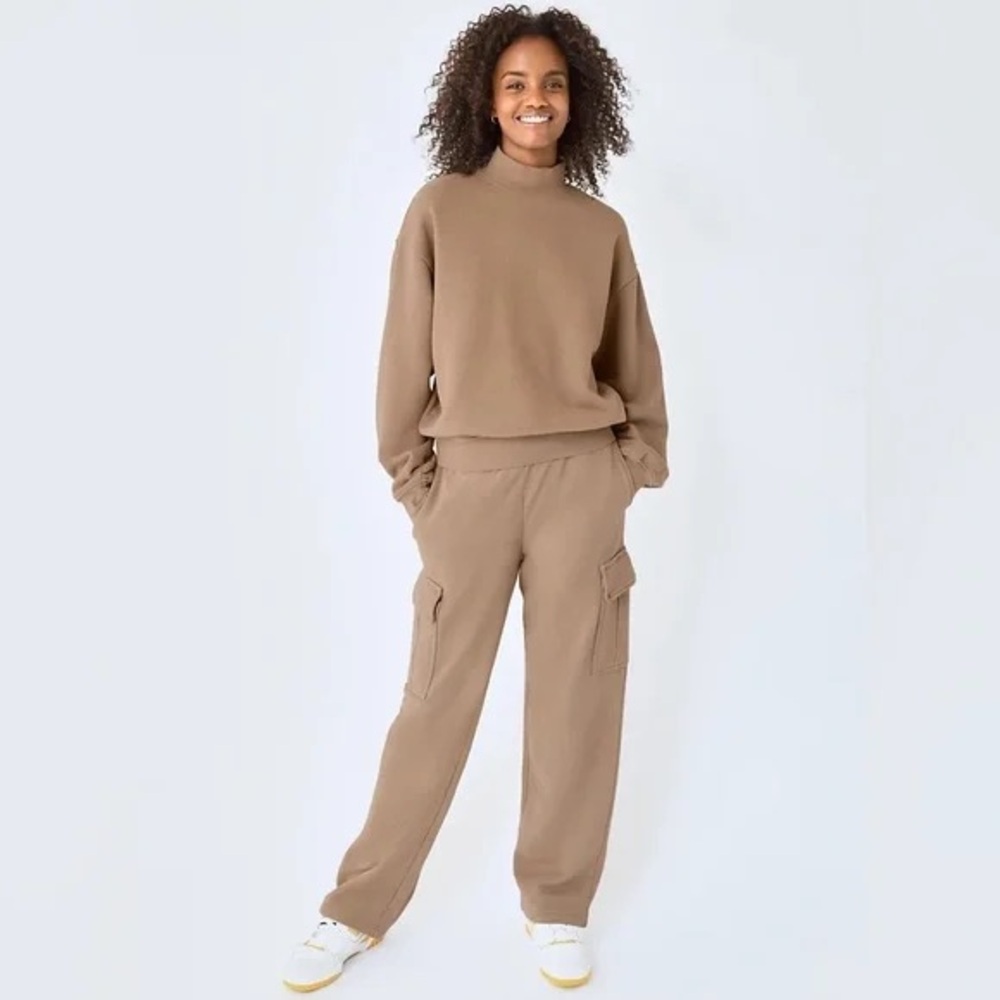 Aritzia TNA Cozy Fleece Mega Mock Neck Sweatshirt (Olive Green)